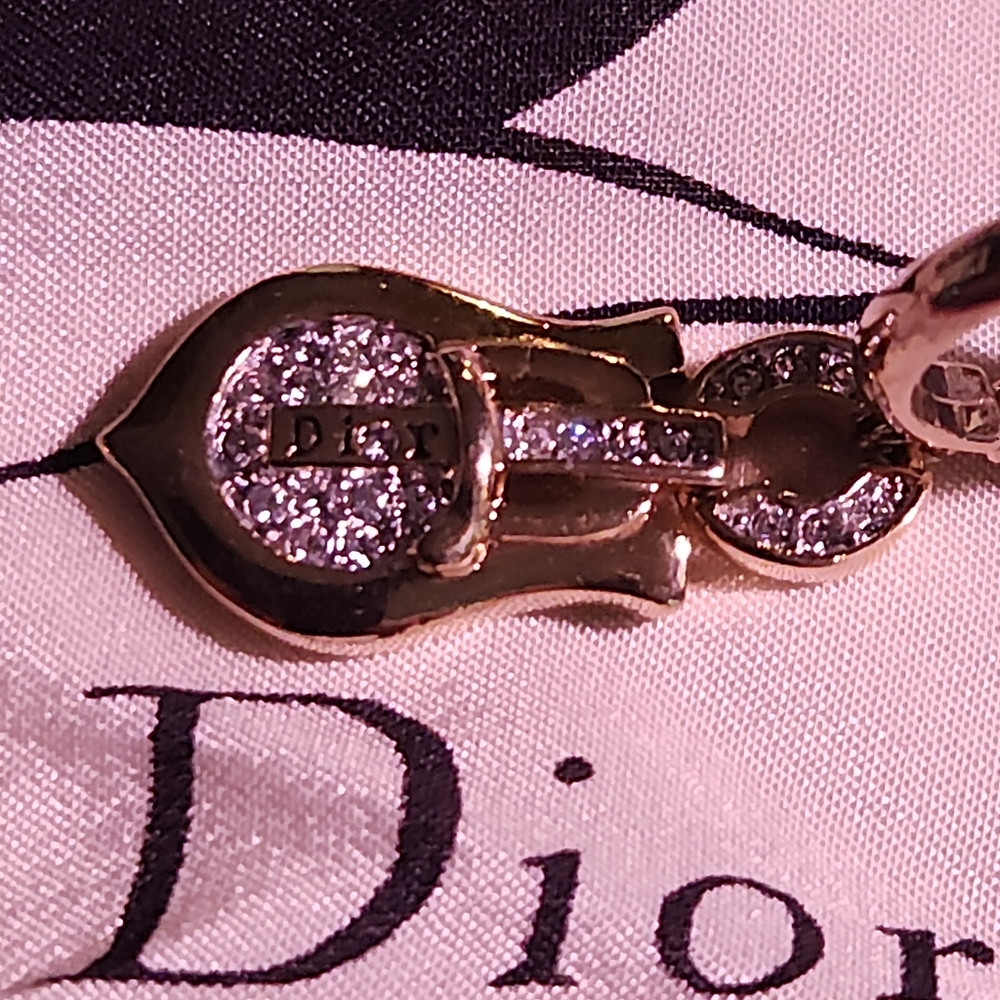 DIOR 🔥RARE🔥 Designed By John Galiano Gold Buckle design✨️ Pavé Earrings 🔥 - Picture 4 of 9